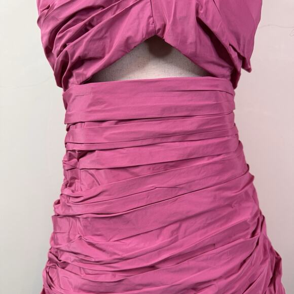 LoveShackFancy Jessilyn Dress Pomegranate Pink Cutout Ruched Mini NWT Size 12 - Picture 3 of 10